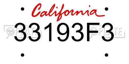 33193F3 California License Plate