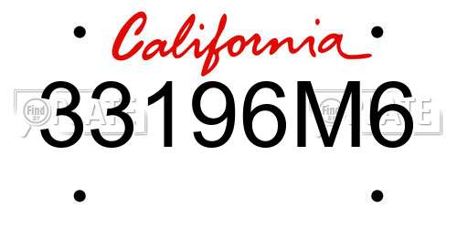 33196M6 California License Plate