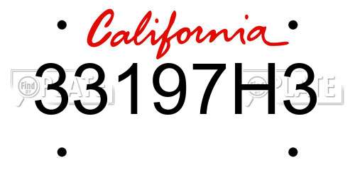 33197H3 California License Plate