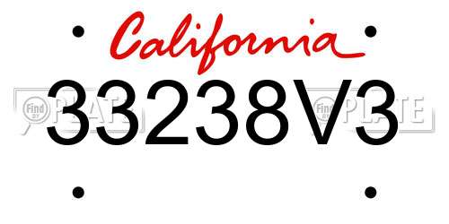 33238V3 California License Plate