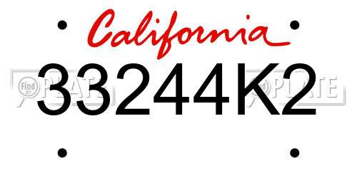 33244K2 California License Plate