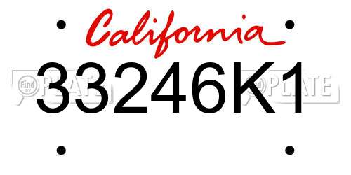 33246K1 California License Plate