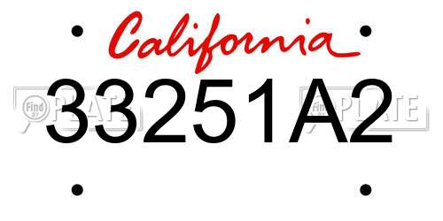 33251A2 California License Plate