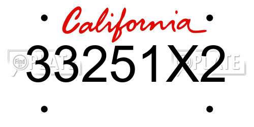 33251X2 California License Plate