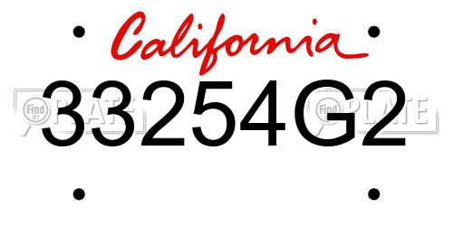 33254G2 California License Plate