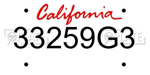 33259G3 California License Plate