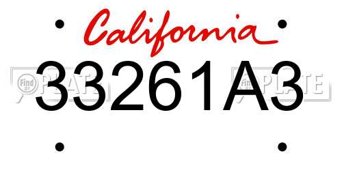 33261A3 California License Plate