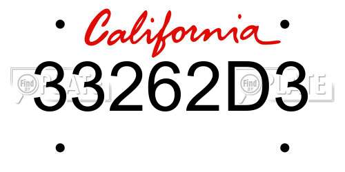 33262D3 California License Plate