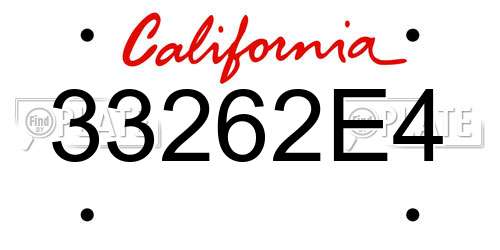 33262E4 California License Plate