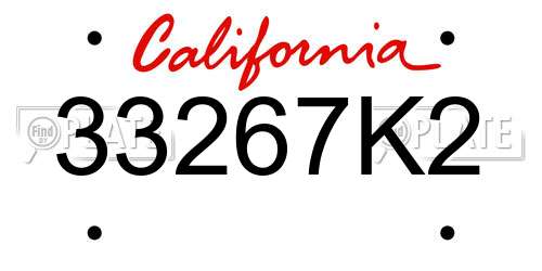 33267K2 California License Plate