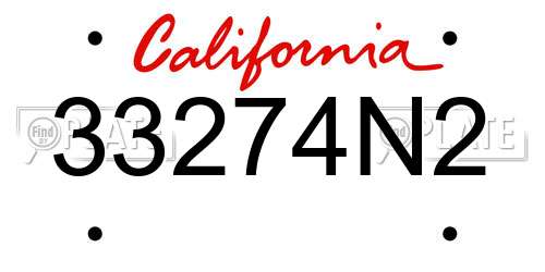 33274N2 California License Plate