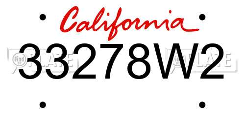 33278W2 California License Plate