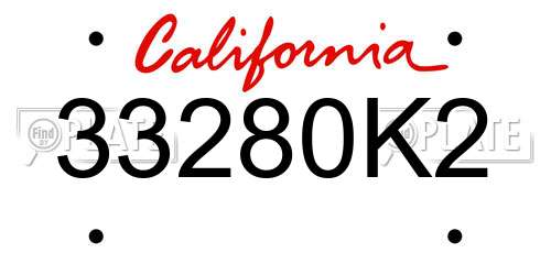 33280K2 California License Plate