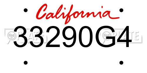 33290G4 California License Plate