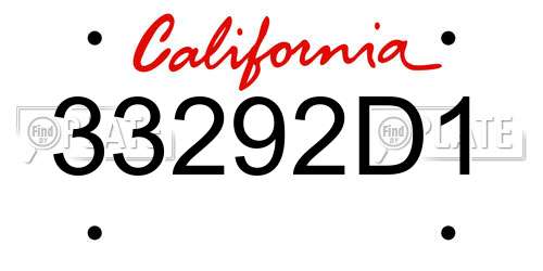 33292D1 California License Plate