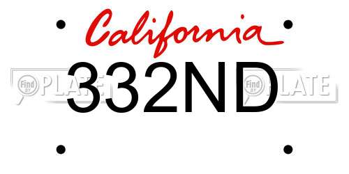 332ND California License Plate