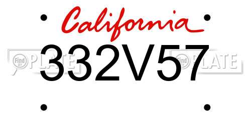 332V57 California License Plate
