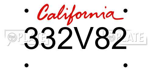 332V82 California License Plate