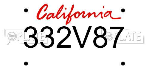 332V87 California License Plate