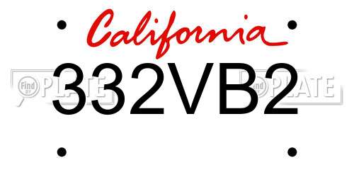 332VB2 California License Plate