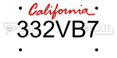 332VB7 California License Plate