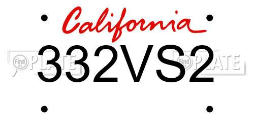 332VS2 California License Plate