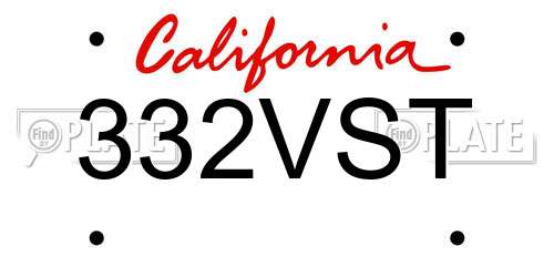 332VST California License Plate