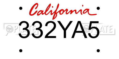 332YA5 California License Plate