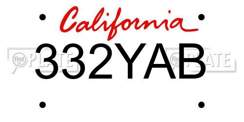332YAB California License Plate