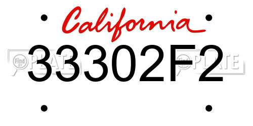 33302F2 California License Plate