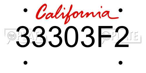 33303F2 California License Plate