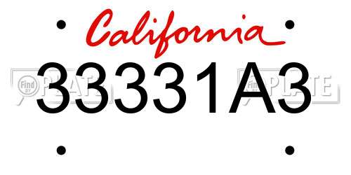 33331A3 California License Plate