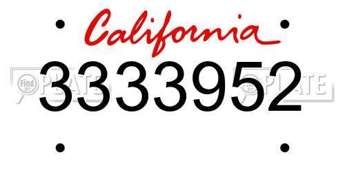3333952 California License Plate