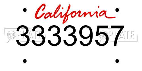 3333957 California License Plate