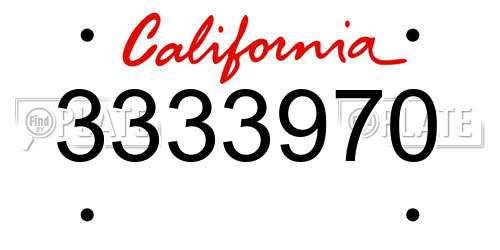 3333970 California License Plate