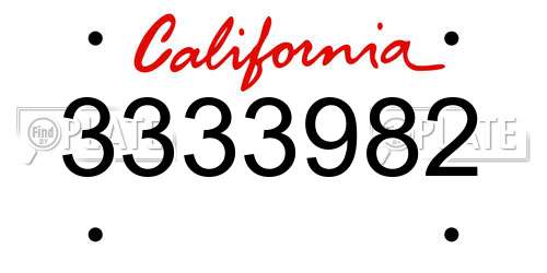 3333982 California License Plate