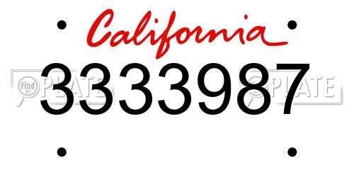 3333987 California License Plate