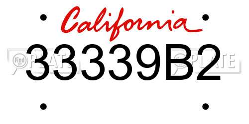33339B2 California License Plate