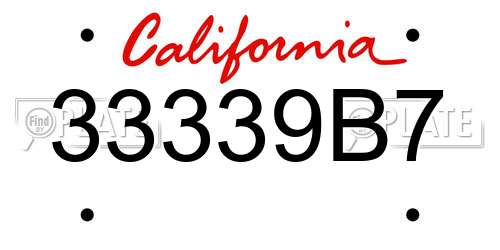 33339B7 California License Plate