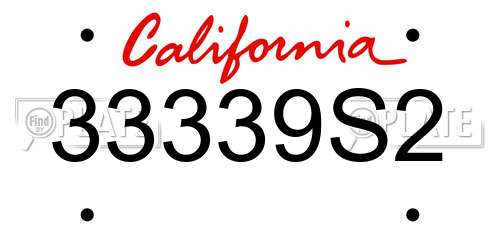 33339S2 California License Plate