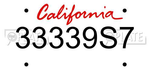33339S7 California License Plate
