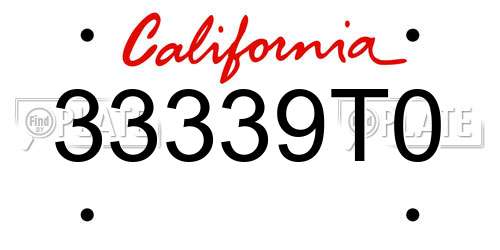 33339T0 California License Plate