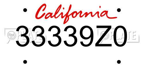 33339Z0 California License Plate