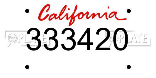 333420 California License Plate