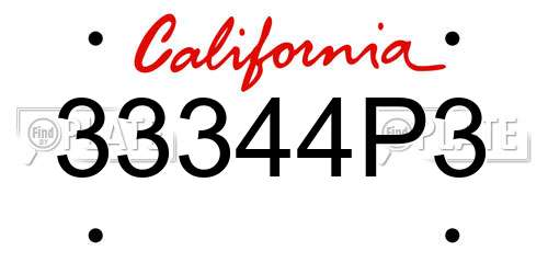 33344P3 California License Plate