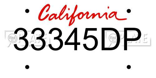 33345DP California License Plate