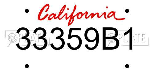 33359B1 California License Plate