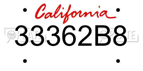 33362B8 California License Plate