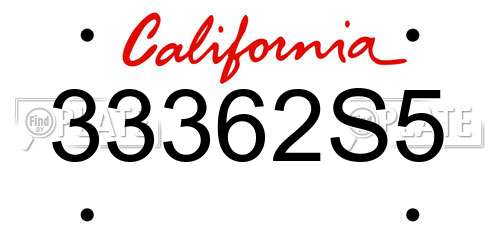 33362S5 California License Plate