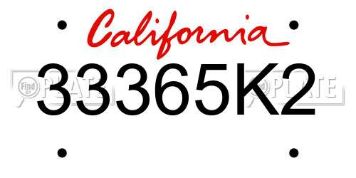 33365K2 California License Plate